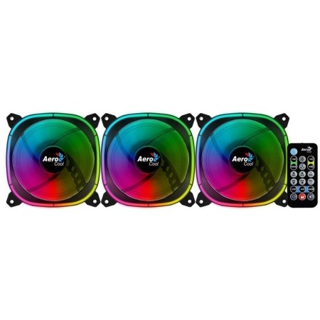 Pack 3 Ventiladores Aerocool Astro 12 Pro/ 12cm + H66F HUB + Mando a Distancia