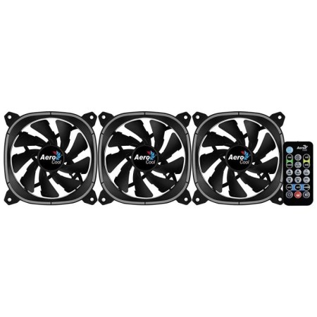 Pack 3 Ventiladores Aerocool Astro 12 Pro/ 12cm + H66F HUB + Mando a Distancia