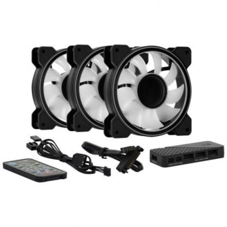 Pack 3 Ventiladores Aerocool Mirage 12 ARGB Pro/ 12cm + H66F HUB + Mando a Distancia