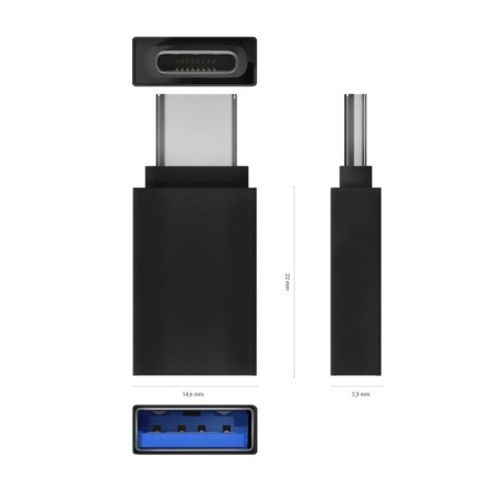 Adaptador USB 3.2 Aisens A108-0717/ USB Hembra - USB Tipo-C Macho/ Negro