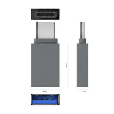 Adaptador USB 3.2 Aisens A108-0718/ USB Hembra - USB Tipo-C Macho/ Gris