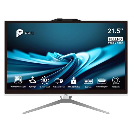 Ordenador all in one msi pro ap222t - 641eu g7400 -  8gb -  ssd 128gb -  21.5 pulgadas fhd -  w11p blanco