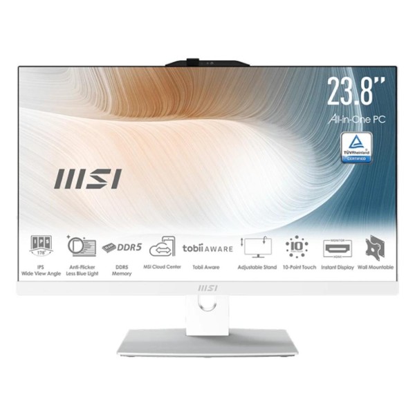 Ordenador all in one msi am242tp - 2022xeu core 5 - 120u -  16gb -  ssd 512gb -  23.8 pulgadas -  freedos blanca