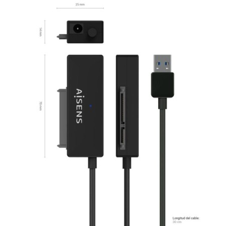 Adaptador para Discos Duros 2.5"/3.5" Aisens ASE-35A01B/ USB 3.0 - SATA/ con Alimentador