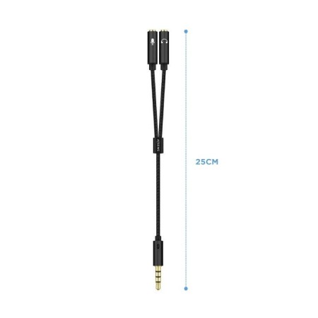 Adaptador Aisens A128-0416/ Jack 3.5 Macho - 2x Jack 3.5 Hembra/ 25cm/ Negro