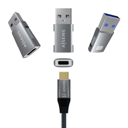 Adaptador USB 3.2 GEN2 Aisens A108-0655/ USB Tipo-C Hembra - USB Macho