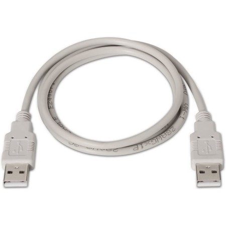 Cable USB 2.0 Aisens A101-0022/ USB Macho - USB Macho/ Hasta 2.5W/ 60Mbps/ 2m/ Beige