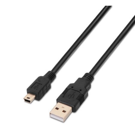 Cable USB 2.0 Aisens A101-0024/ USB Macho - MiniUSB Macho/ Hasta 2.5W/ 60Mbps/ 1m/ Negro