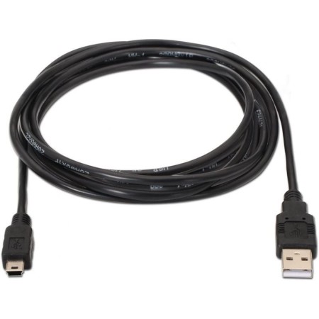 Cable USB 2.0 Aisens A101-0024/ USB Macho - MiniUSB Macho/ Hasta 2.5W/ 60Mbps/ 1m/ Negro