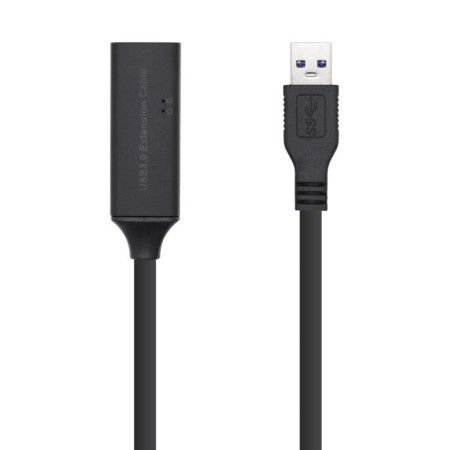 Cable Alargador USB 3.0 con Amplificador Aisens A105-0407/ USB Macho - USB Hembra/ Hasta 9W/ 625Mbps/ 5m/ Negro