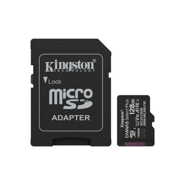 Tarjeta memoria micro secure digital sdxc 128gb kingston canvas select plus clase 10 uhs - 1  adaptador sd