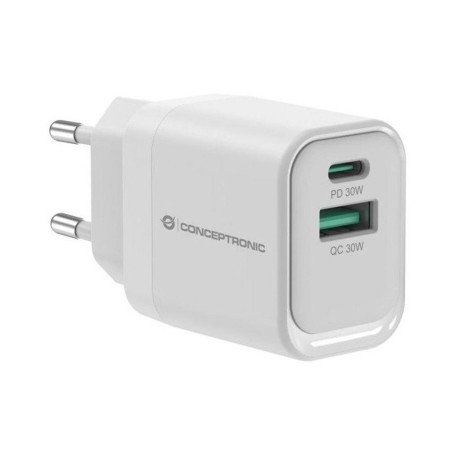 Cargador de pared conceptronic althea1933 33w 1x usb tipo x 1x usb tipo a blanco
