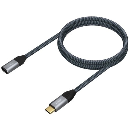 Cable Alargador USB 3.2 Tipo-C Aisens A107-0635 20GBPS 5A 100W/ USB Tipo-C Macho - USB Tipo-C Hembra/ Hasta 100W/ 2500Mbps/ 1m/ 