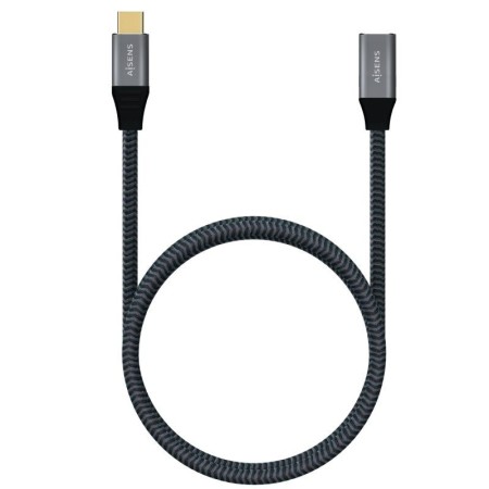 Cable Alargador USB 3.2 Tipo-C Aisens A107-0635 20GBPS 5A 100W/ USB Tipo-C Macho - USB Tipo-C Hembra/ Hasta 100W/ 2500Mbps/ 1m/ 