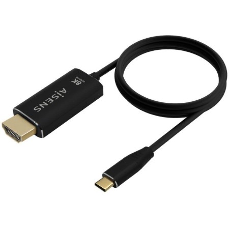 Cable Conversor Aisens A109-0712/ USB Tipo-C Macho - HDMI 8K Macho/ Hasta 27W/ 6000Mbps/ 2m/ Negro