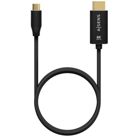 Cable Conversor Aisens A109-0712/ USB Tipo-C Macho - HDMI 8K Macho/ Hasta 27W/ 6000Mbps/ 2m/ Negro