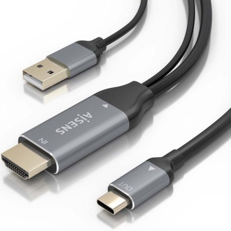 Cable Conversor Aisens A109-0871/ HDMI Macho/ USB Macho - USB Tipo-C Macho/ 1.8m/ Negro