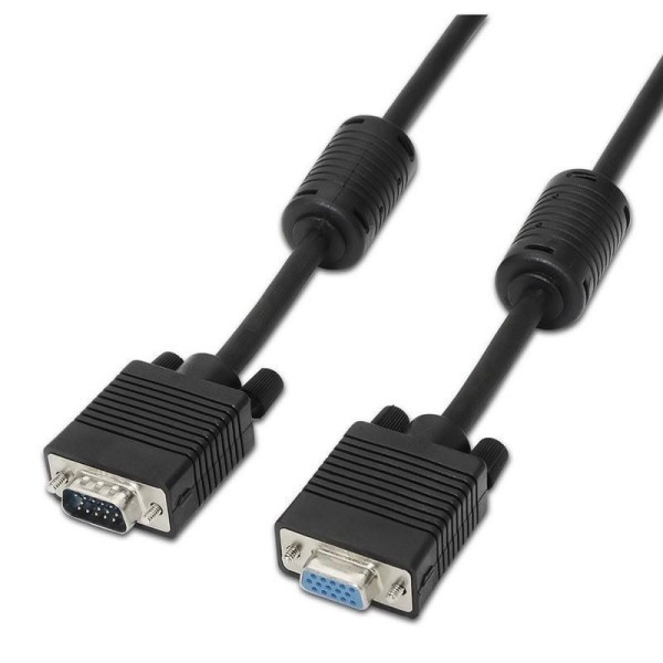 Cable Alargador SVGA Aisens A113-0078/ VGA Macho - VGA Hembra/ Hasta 3W/ 10Mbps/ 1.8m/ Negro