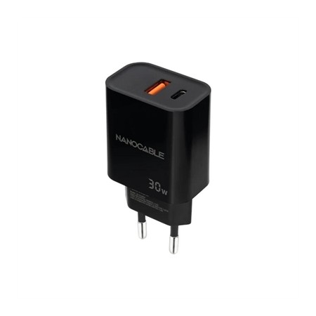 Cargador nanocable usb - c - pd뫆 - a - qc 30w negro
