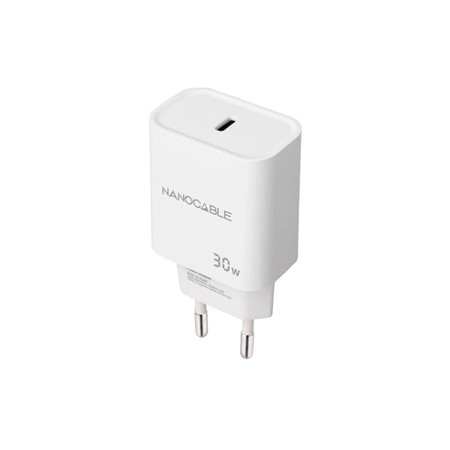 Cargador nanocable pared usb - c pd 30w blanco