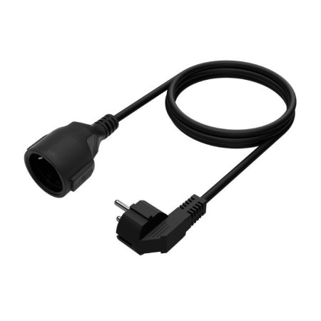 Cable Alargador de Alimentación Aisens A132-0600/ CEE7 Macho - CEE7 Hembra/ Hasta 1500W/ 2m/ Negro