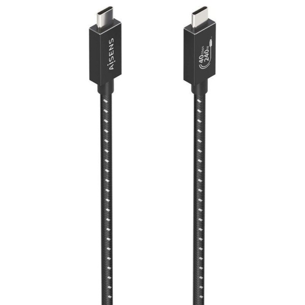 Cable USB 4.0 Tipo-C Aisens A156-0866/ USB Tipo-C Macho - USB Tipo-C Macho/ Hasta 240W/ 40Gbps/ 50cm/ Gris