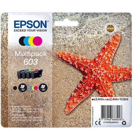 Multipack cartucho tinta epson 603 c13t03u64010 negro -  cian -  amarillo -  magenta -  estrella de mar