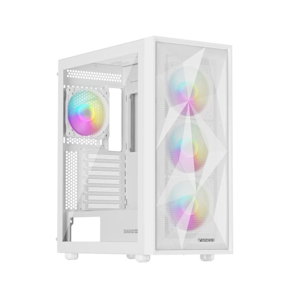 Caja ordenador gaming genesis diaxid 605 argb atx cristal templado blanca