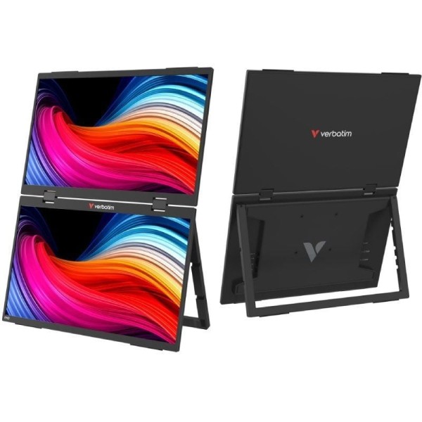 Monitor Portátil Táctil Verbatim Duo Essentials 15.6″ + 15.6″/ Full HD/ Multimedia/ Negro