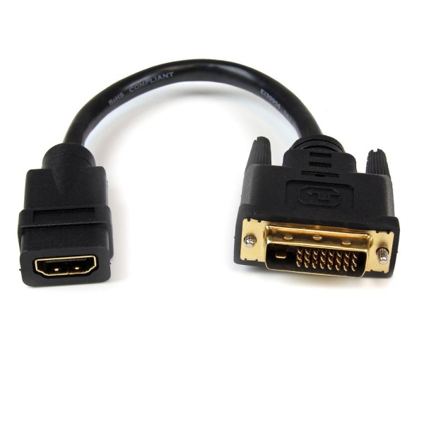 Cable dvi - d a hdmi startech 0.20m - macho - hembra - negro