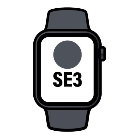 Apple Watch SE3/ GPS/ 44mm/ Caja de Aluminio Medianoche/ Correa Deportiva Negra M/L