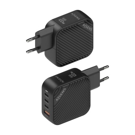 Cargador Gan de Pared Aisens ASCH-100W4P029-BK/ 3xUSB Tipo-C/ 1x USB/ 100W