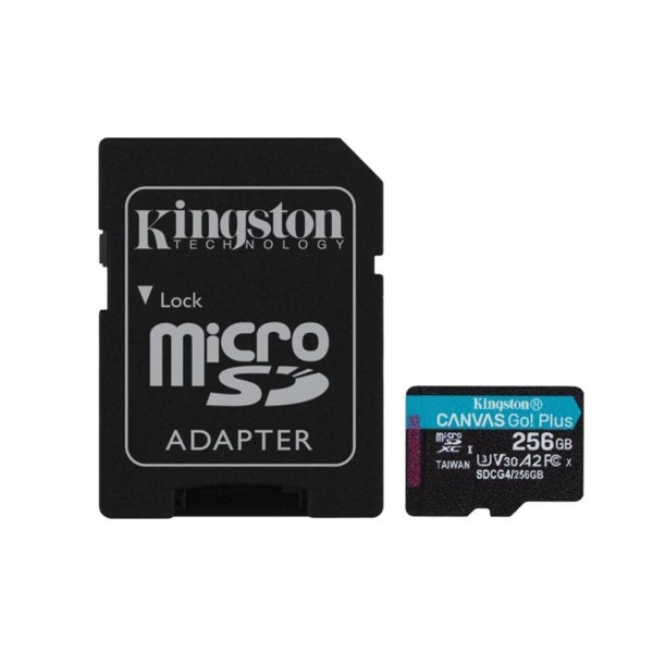 Tarjeta memoria micro secure digital sd xc 256gb kingston canvas go! plus clase 10 uhs - i u3 + adaptador sd