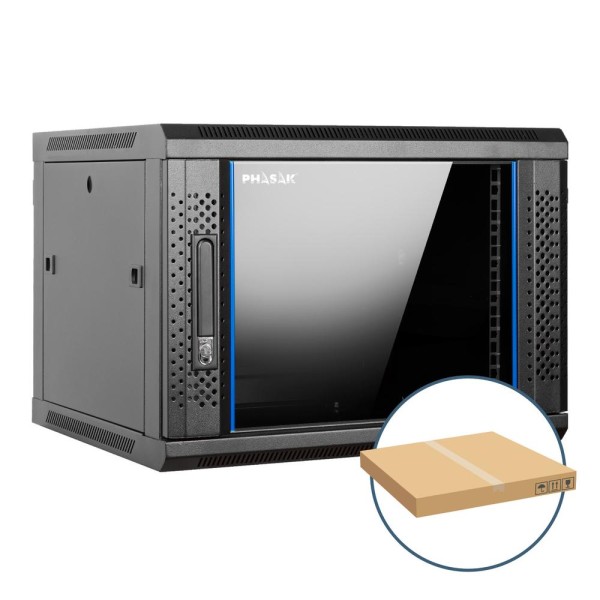 Armario rack mural 19 pulgadas phasak pro 9u 600x450 desmontado (envio flat pack) (incluyen 2 vent bolsa tornilleria)pho 2109d