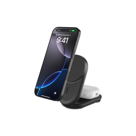 CARGADOR INALAMBRICO BELKIN WIZ039KQBK 25W 2EN1 MAGNETICO PLEGABLE PARA IPHONE Y AIRPODS NEGRO