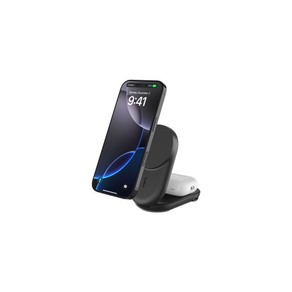 CARGADOR INALAMBRICO BELKIN WIZ039KQBK 25W 2EN1 MAGNETICO PLEGABLE PARA IPHONE Y AIRPODS NEGRO