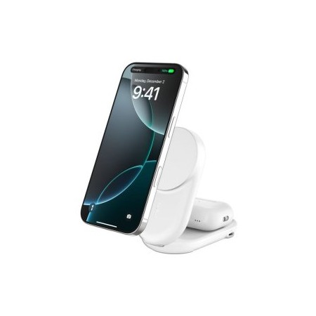 CARGADOR INALAMBRICO BELKIN WIZ039KQWH QI2 25W 2EN1 MAGNETICO PLEGABLE PARA IPHONE Y AIRPODS BLANCO