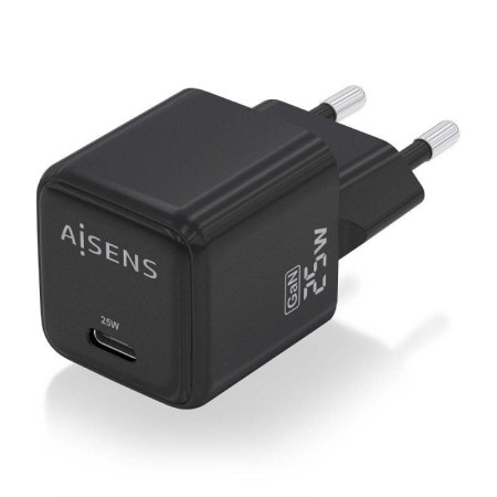 Cargador Gan de Pared Aisens ASCH-25W1P013-BK/ 1xUSB Tipo-C/ 25W