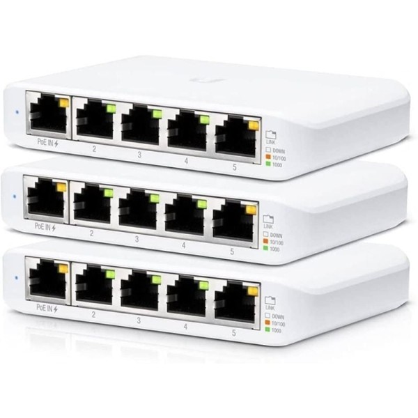 Switch Gestionable Ubiquiti USW-Flex Mini 5 Puertos/ RJ45 10/100/1000 PoE/ Pack 3 uds