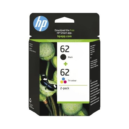 PACK CARTUCHOS HP Nº62 EENVY 5640 AIO / 7640 / OFFICEJET 5740 NEGRO + TRICOLOR (N9J71AE)
