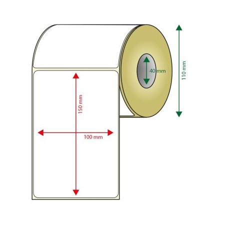 PACK DE 6 ROLLOS DE ETIQUETAS ADHESIVAS TERMICAS BLANCAS APPROX ANCHO 110mm TAMAÑO ETIQUETA 100x150m
