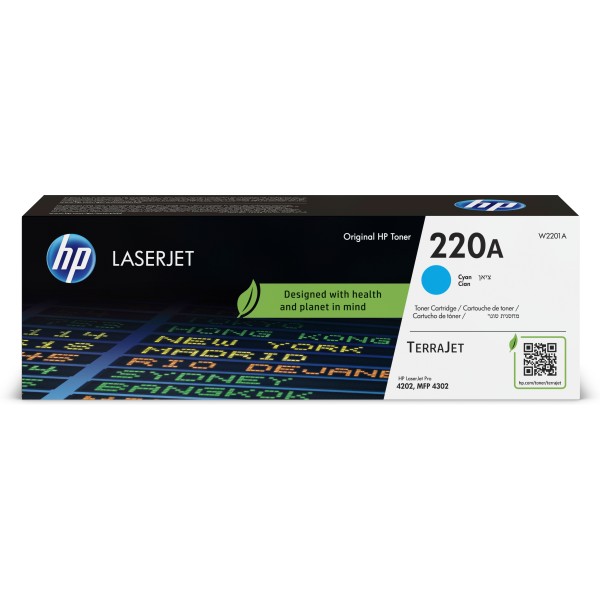 Cartucho de tóner original hp laserjet 220a cian