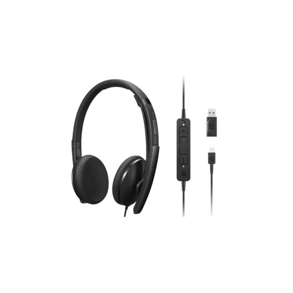 HEADSET USB-C LENOVO ESTEREO ANC MICROFONO CANCELACION DE RUIDO ACTIVA CON ADAPTADOR USB-A