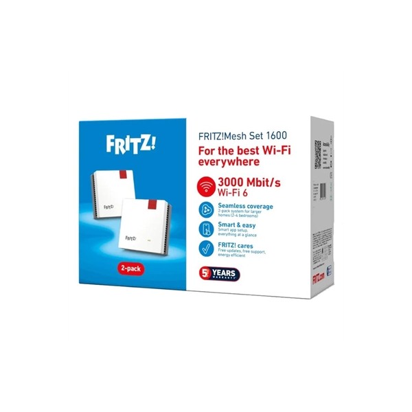 Punto de acceso repetidor fritz! mesh set 1600 2 unidades
