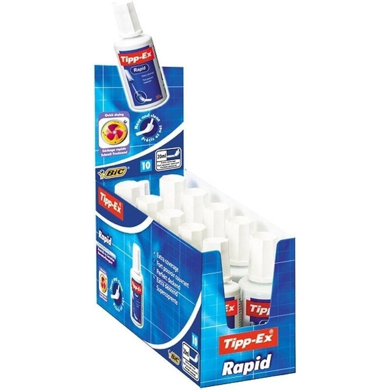 Caja de Correctores de Escritura Líquida Bic Tipp-Ex Rapid Fluid/ 20ml/ 10 unidades