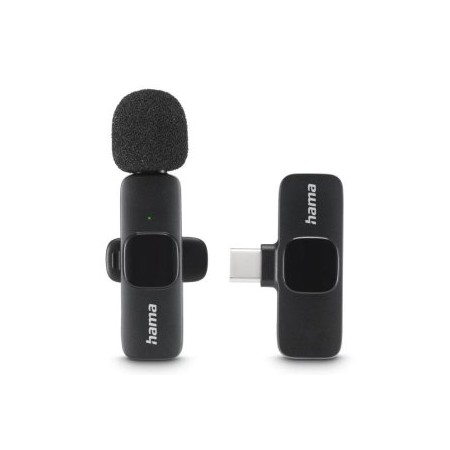 MICROFONO HAMA SMART WIRELESS GADGET USB-C CANCELACION RUIDO IA PATRON OMNIDIRECCIONAL PINZA NEGRO