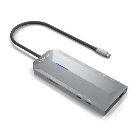 Docking USB Tipo-C Aisens ASUC-12P005-GR/ 2xHDMI/ 3xUSB/ 2xUSB Tipo-C/ 1xRJ45/ 1xAudio/ 1xLector Tarjetas/ 1x Jack/ 1xUSB Tipo-C