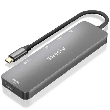 Docking USB Tipo-C Aisens ASUC-6P016-GR/ 1xHDMI/ 2xUSB/ 1xLector Tarjetas/ 1xUSB Tipo-C PD/ Gris