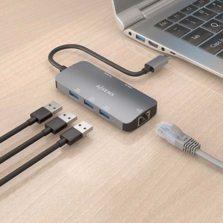 Docking USB Tipo-C Aisens ASUC-6P019-GR/ 1xHDMI/ 3xUSB/ 1xRJ45/ 1xUSB Tipo-C PD/ Gris