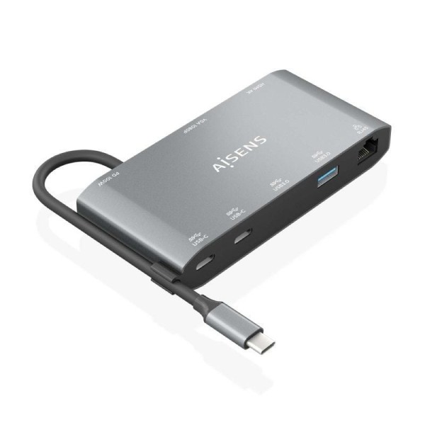 Docking USB Tipo-C Aisens ASUC-8P010-GR/ 1xHDMI/ 1xVGA/ 2xUSB/ 1xRJ45/ 2xUSB Tipo-C/ 1xUSB Tipo-C PD/ Gris